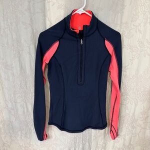 Lululemon Woman’s Quarter Zip Long Sleeve Navy/Orange Size S